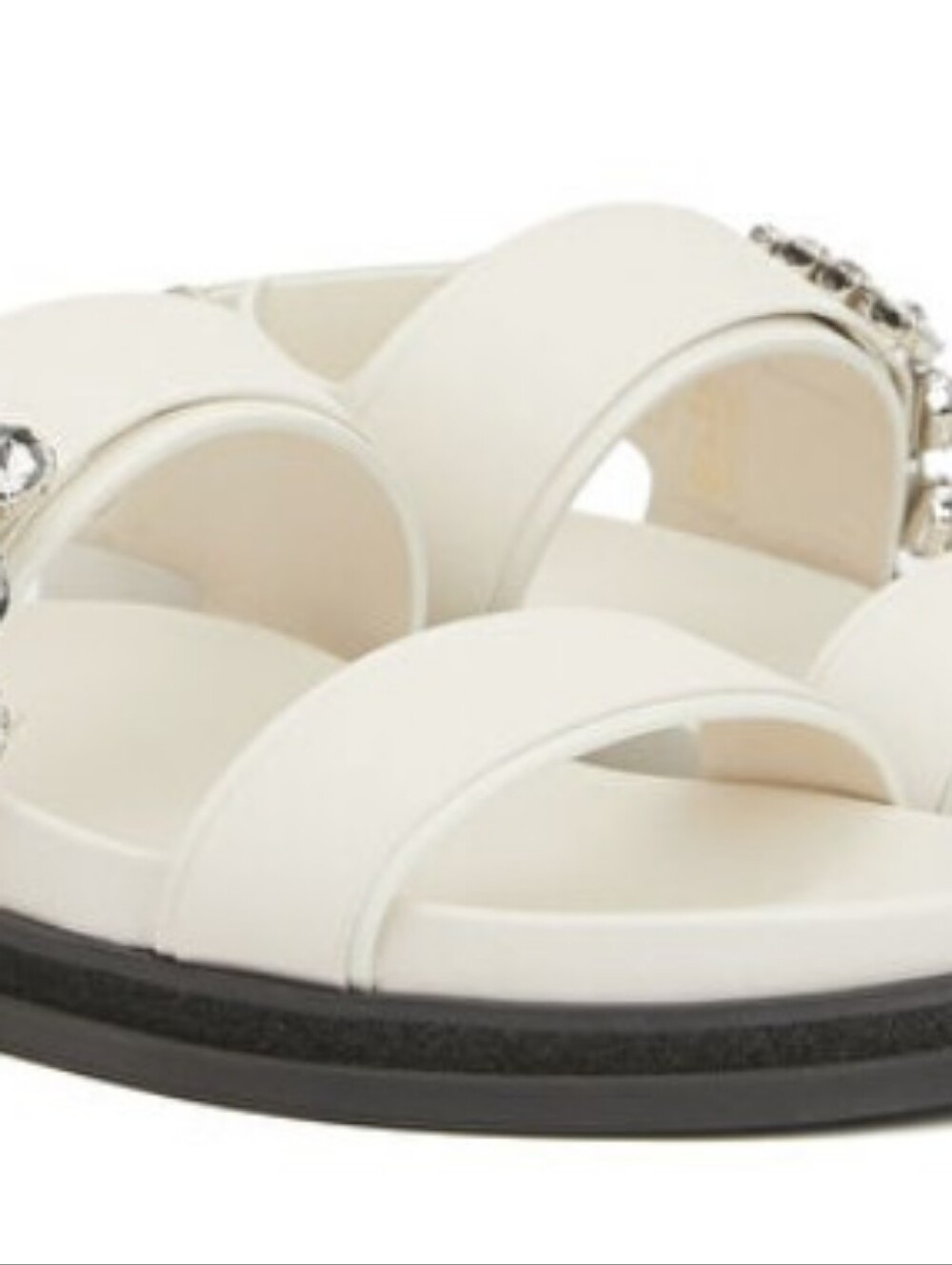Jimmy Choo White Jeweled Double-Strap Sandals - Picture 6 of 8